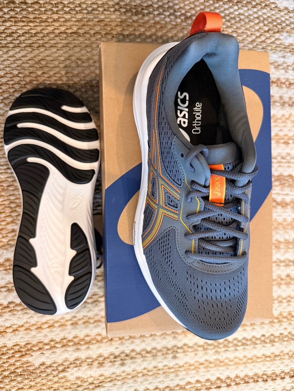ASICS Men's Blue Running Shoes with Orange Accents